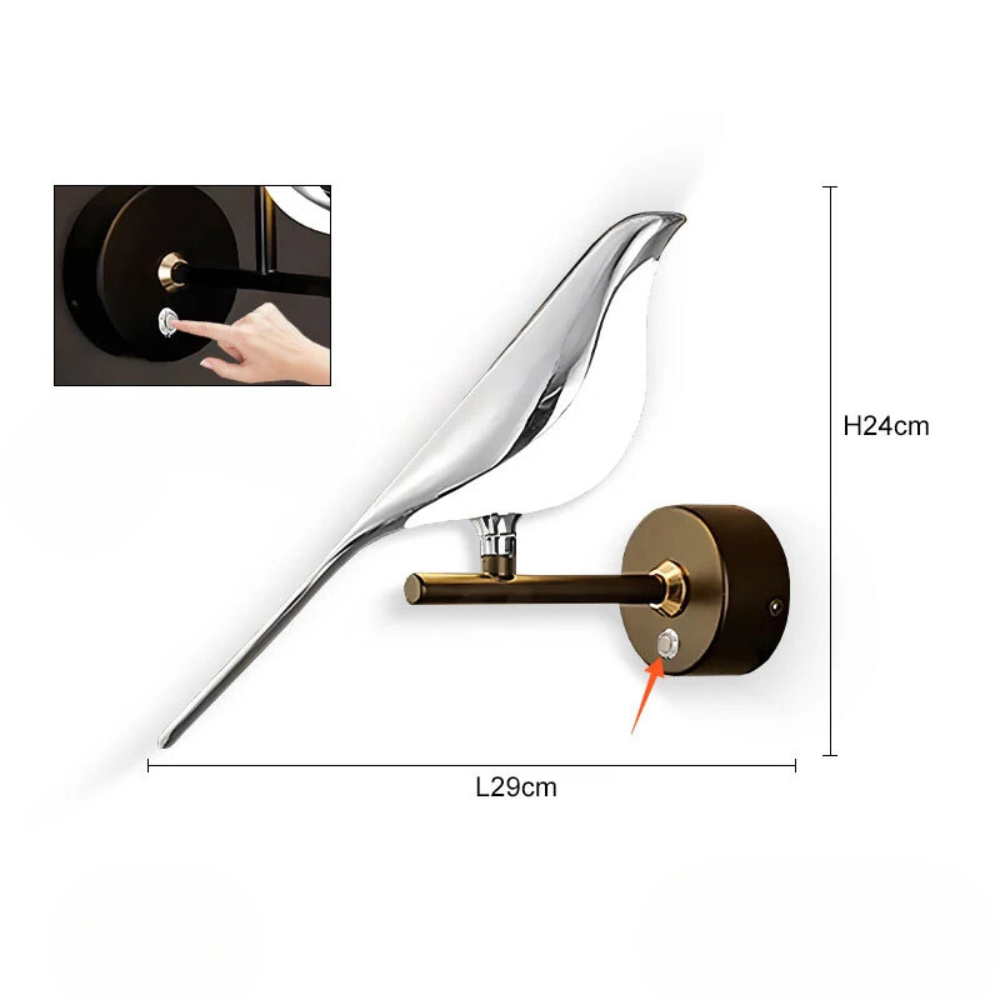 Applique Murale avec Interrupteur LED rotative 360° | Oiseau