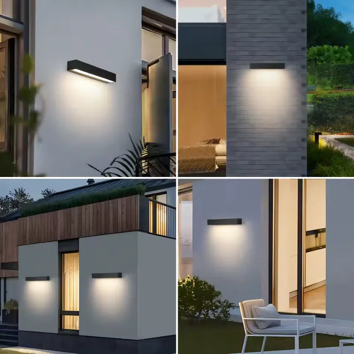 Applique extérieure murale LED Luminaire Essenza, rectangulaire, blanc chaud 3000K, design décoratif, 50 cm de long.