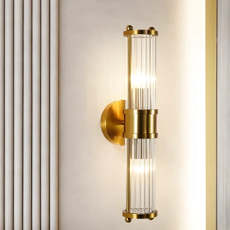 Applique LED murale moderne en cristal et métal doré, design nordique, 46 cm, éclairage blanc chaud 2700-3500K, Luminaire Essenza
