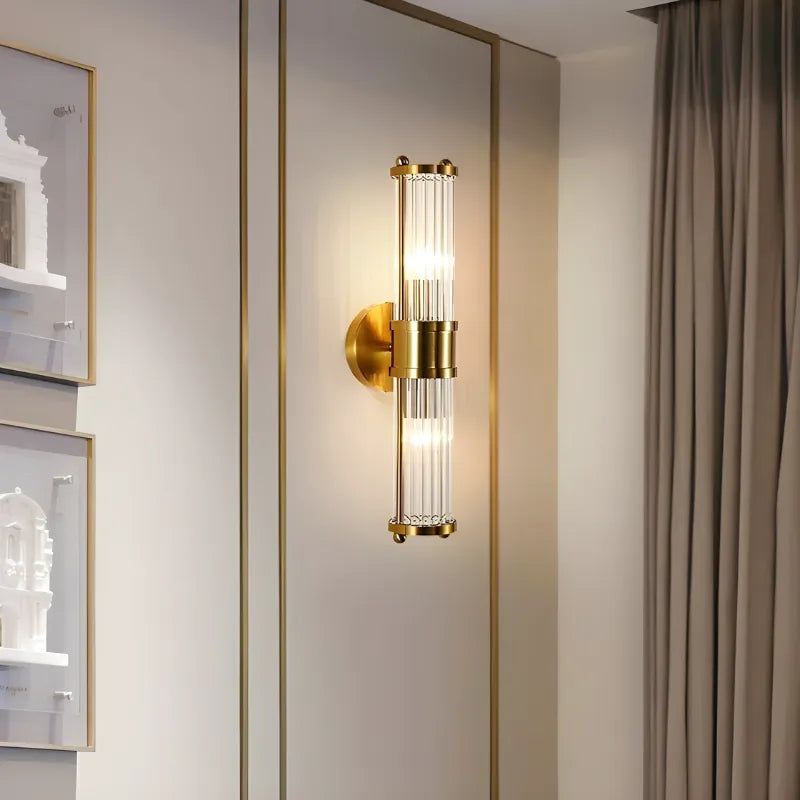 Applique LED murale Luxe moderne en cristal et métal doré, design nordique, 46 cm, blanc chaud 2700-3500K, Luminaire Essenza