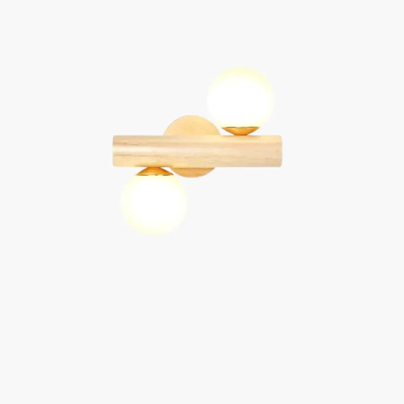 Applique murale en bois massif avec interrupteur et boule de verre, design élégant et moderne de Luminaire Essenza.