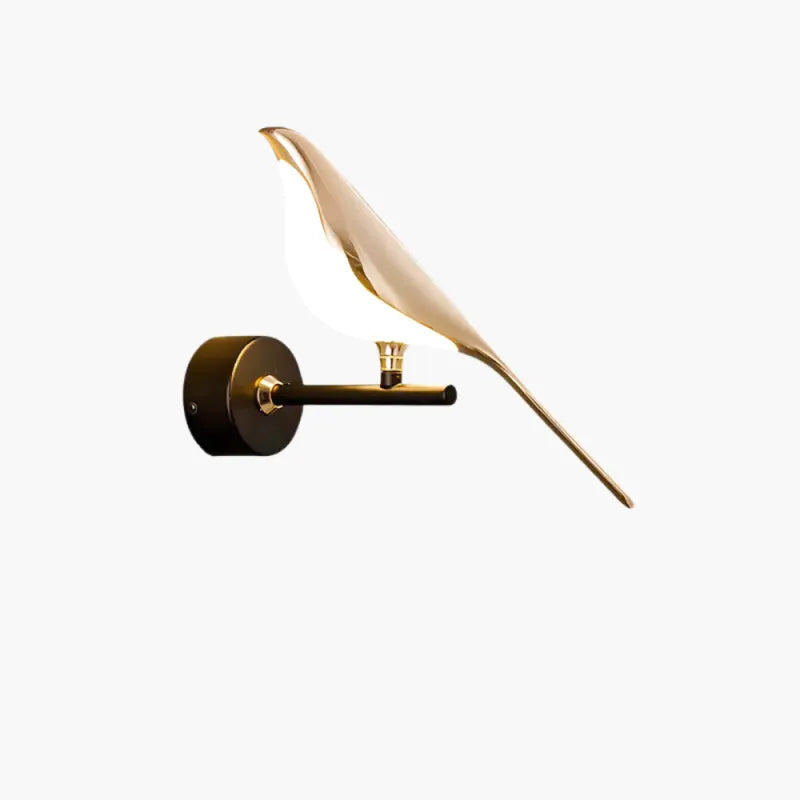 Applique murale Luminaire Essenza avec interrupteur LED rotatif à 360°, design oiseau blanc naturel, éclairage moderne.