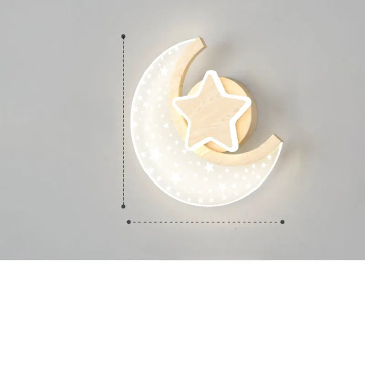 Applique murale LED moderne pour chambre d'enfant, Luminaire Essenza, design décoratif en bois blanc chaud.