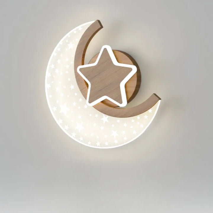 Applique murale LED moderne pour chambre d'enfant Luminaire Essenza, design décoratif en bois clair et blanc chaud.
