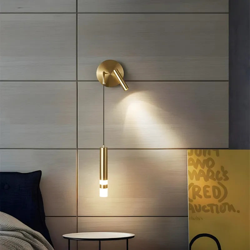 Applique murale chambre à coucher nordique Luminaire Essenza avec double tête en or blanc chaud, éclairage 2700-3500K.