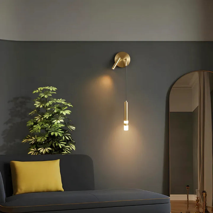 Applique murale chambre à coucher nordique à double tête Luminaire Essenza, finition or blanc chaud, éclairage 2700-3500K