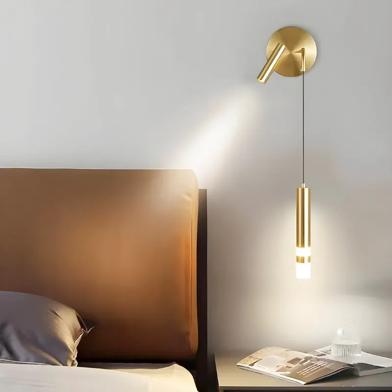 Applique murale chambre à coucher nordique à double tête Luminaire Essenza, or blanc chaud, éclairage doux 2700-3500K