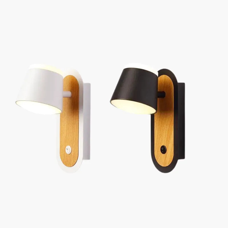 Applique murale LED orientable pour chambre adulte, design nordique noir et blanc, lumière chaude réglable 2700-3500K.