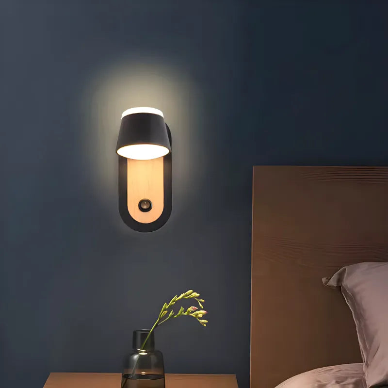 Applique murale LED orientable pour chambre adulte, design nordique en noir ou blanc chaud, Luminaire Essenza.