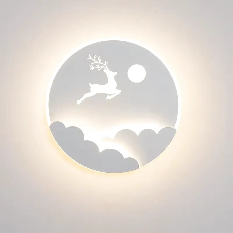 Applique murale pour chambre d'enfant Luminaire Essenza avec décoration étoile et cerf, éclairage blanc chaud, design moderne.