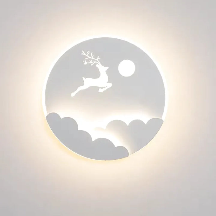Applique murale pour chambre d'enfant Luminaire Essenza avec décoration étoile et cerf, éclairage blanc chaud, design moderne.
