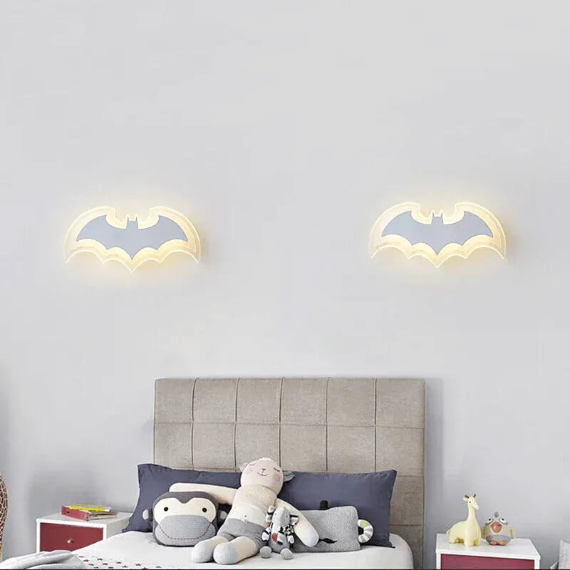 Applique murale pour chambre d'enfant Luminaire Essenza avec chauve-souris en blanc naturel, éclairage LED 2700K-4000K