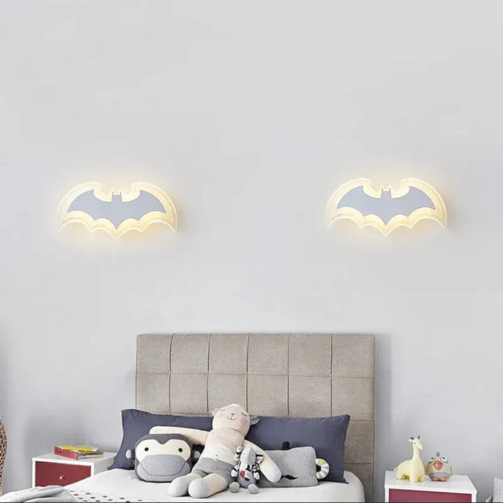 Applique murale pour chambre d'enfant Luminaire Essenza avec chauve-souris en blanc naturel, éclairage LED 2700K-4000K