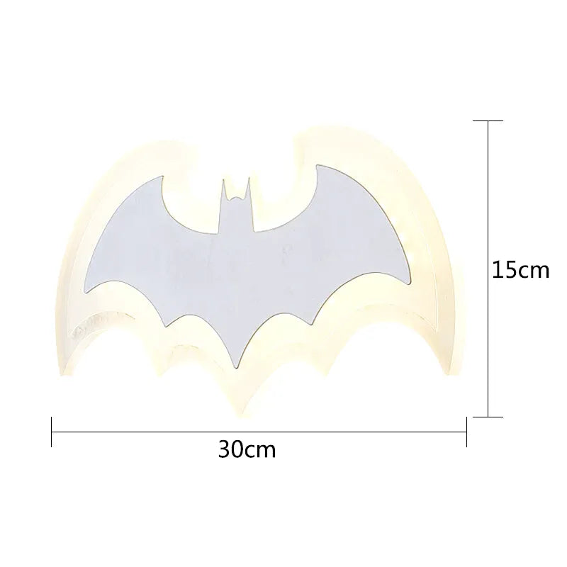 Applique murale pour chambre d'enfant Luminaire Essenza avec motif chauve-souris blanc naturel, éclairage LED 2700K-4000K