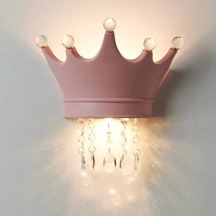 Applique murale pour chambre d'enfant Luminaire Essenza avec motif couronne gris en trois couleurs, éclairage doux et décoratif