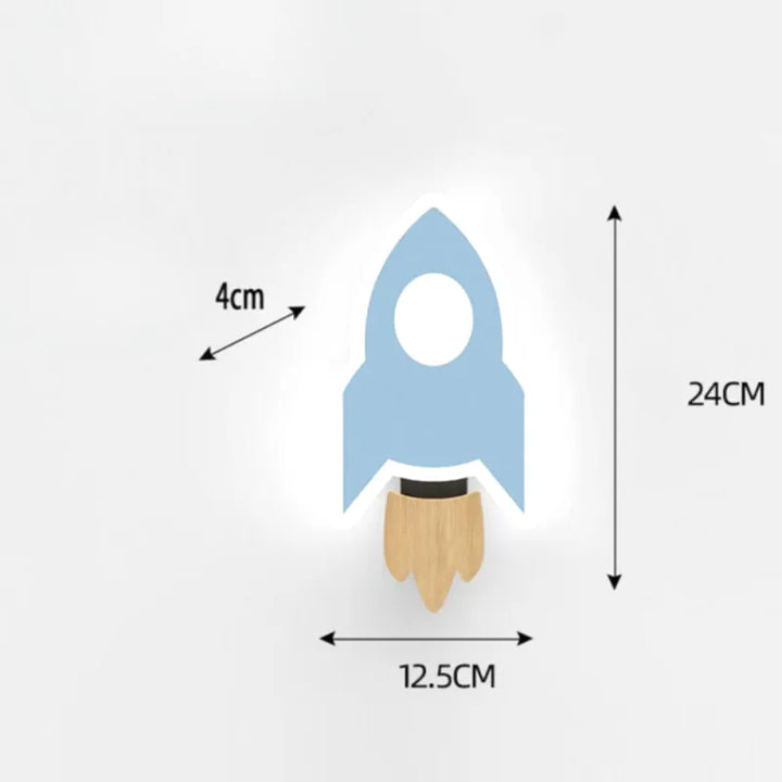 Applique murale pour chambre d’enfant Luminaire Essenza, design fusée bleue et blanche, lumière chaude 2700-3500K, décoratif.