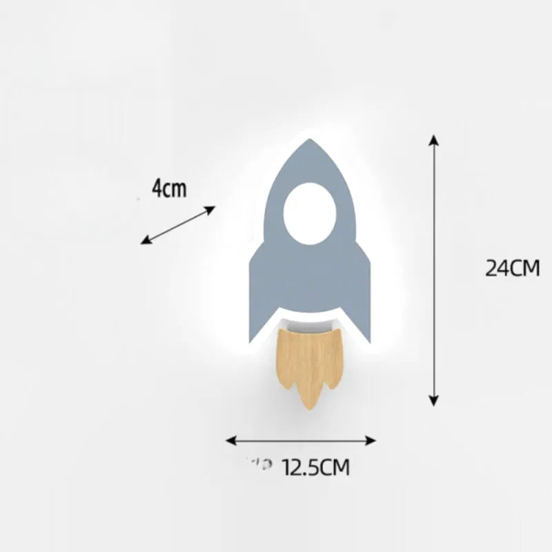 Applique murale pour chambre d'enfant Luminaire Essenza avec fusée grise et blanche, lumière chaude 2700-3500K, décoratif.