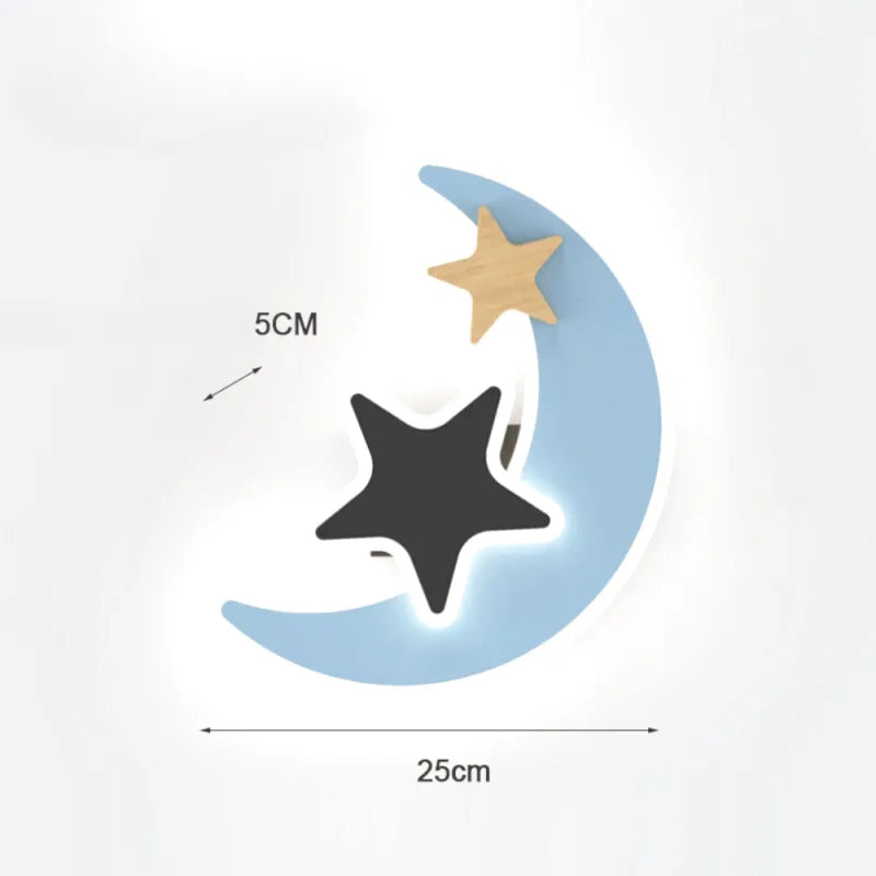 Applique murale pour chambre d'enfant Luminaire Essenza, décoration lune bleue avec lumière blanc chaud, ambiance douce et chaleureuse