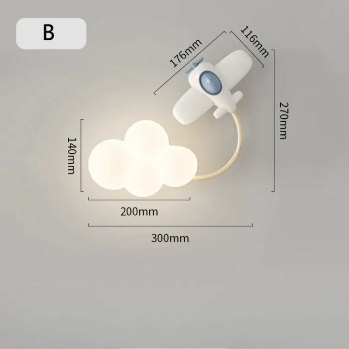 Applique murale pour chambre d'enfant en forme de jouet, Luminaire Essenza, disponible en trois couleurs.