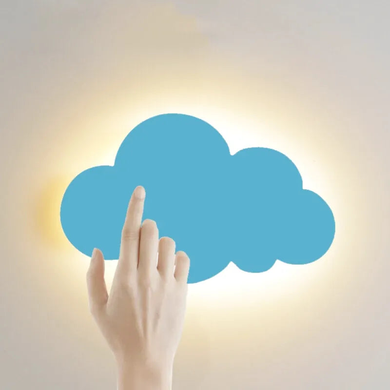 Applique murale LED en forme de nuage tactile pour chambre d'enfant, Luminaire Essenza, lumière blanc chaud 3000K, bleu large