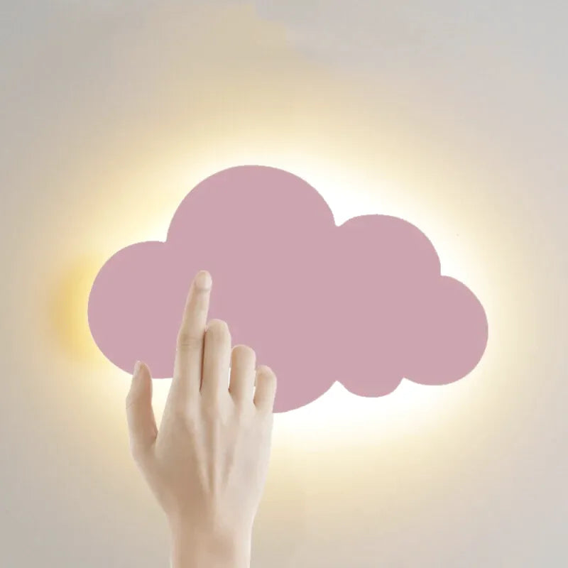 Applique murale LED nuage tactile pour chambre d'enfant Luminaire Essenza, éclairage blanc chaud et design rose.