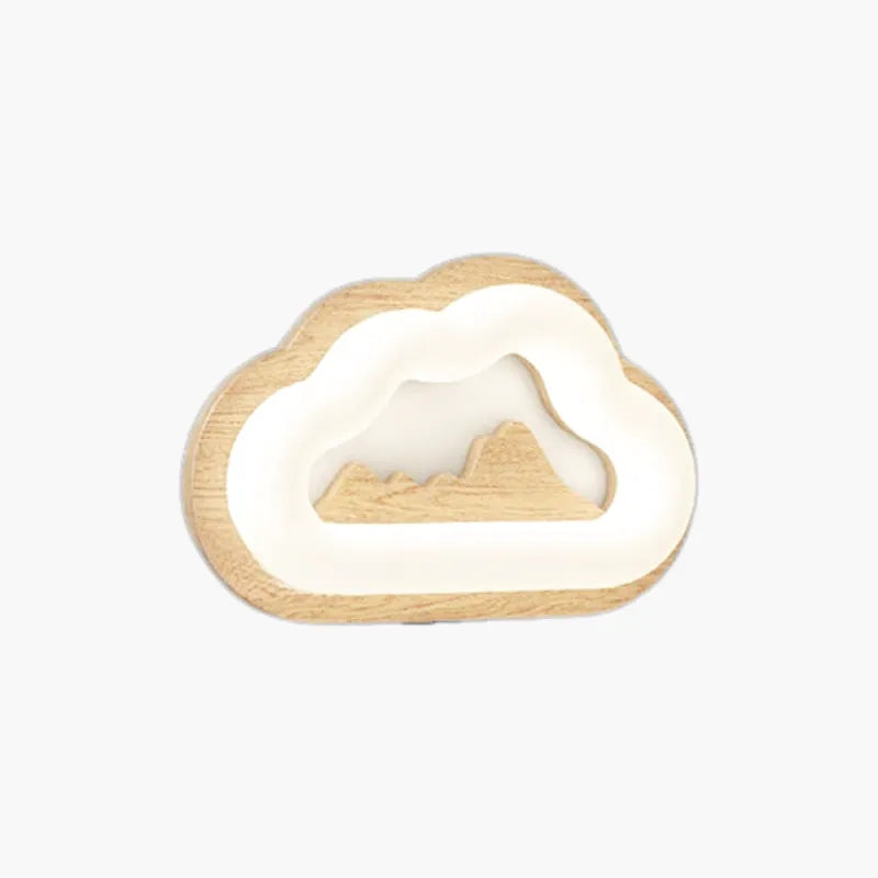 Applique murale enfant Nuage de Luminaire Essenza, modèle en bois avec télécommande, éclairage doux pour chambre d'enfant.