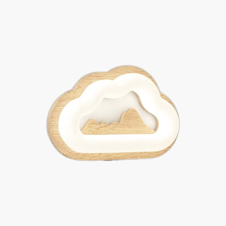 Applique murale enfant Nuage de Luminaire Essenza, modèle en bois avec télécommande, éclairage doux pour chambre d'enfant.