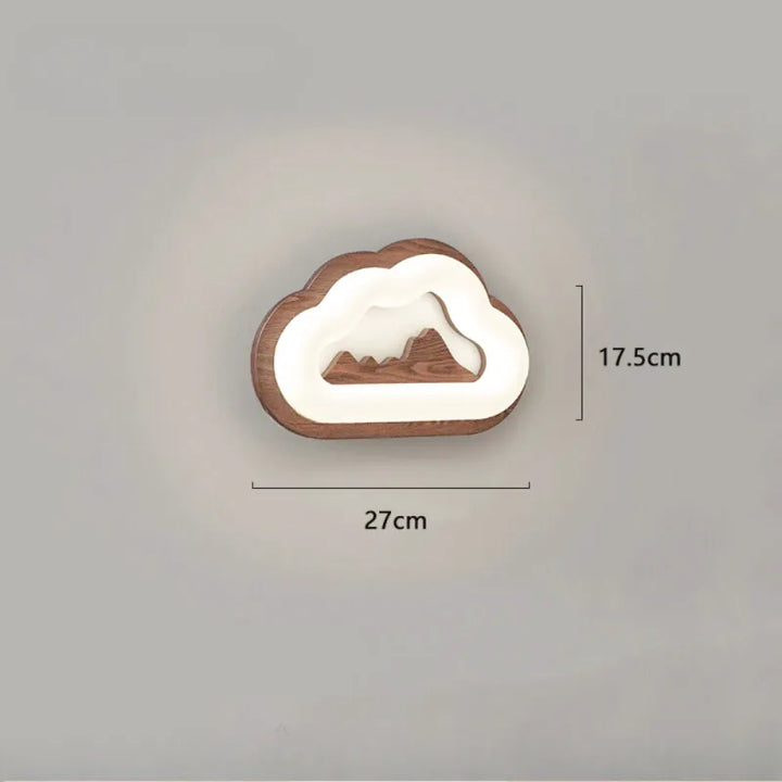 Applique murale pour chambre d'enfant Nuage de Luminaire Essenza, modèle en bois de Noyer avec télécommande.