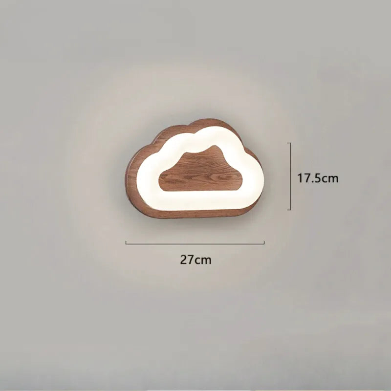 Applique murale pour chambre d'enfant Nuage de Luminaire Essenza, bois de noyer avec télécommande, design doux et moderne