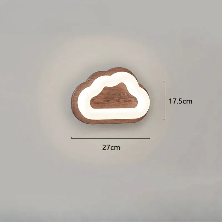 Applique murale pour chambre d'enfant Nuage de Luminaire Essenza, bois de noyer avec télécommande, design doux et moderne