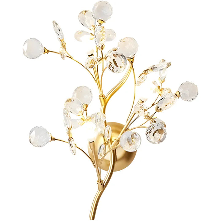 Applique murale moderne Luminaire Essenza en cristal avec branche dorée, design élégant pour salon, blanc chaud 2700-3500K.