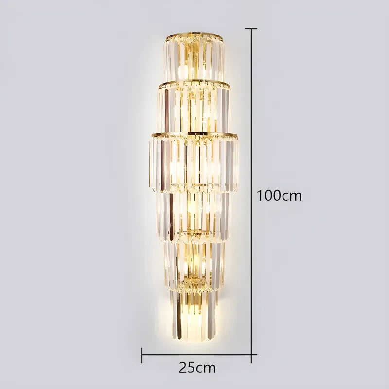 Applique murale en cristal de verre blanc chaud, design moderne pour salon ou hôtel de luxe, haute qualité, 100 cm, Luminaire Essenza