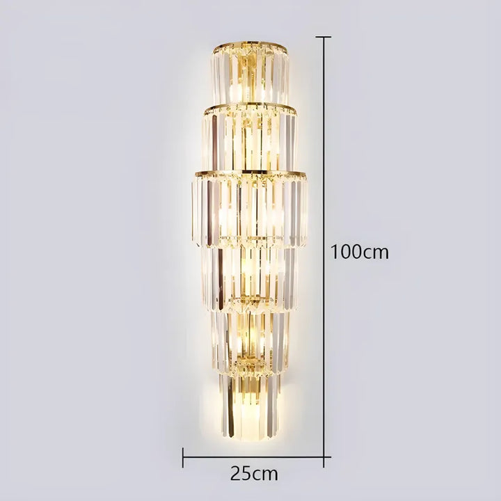 Applique murale en cristal de verre blanc chaud, design moderne pour salon ou hôtel de luxe, haute qualité, 100 cm, Luminaire Essenza