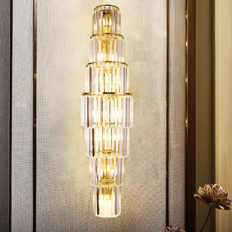 Applique murale en cristal de verre blanc chaud, design moderne pour salon ou hôtel de luxe, 80 cm, marque Luminaire Essenza