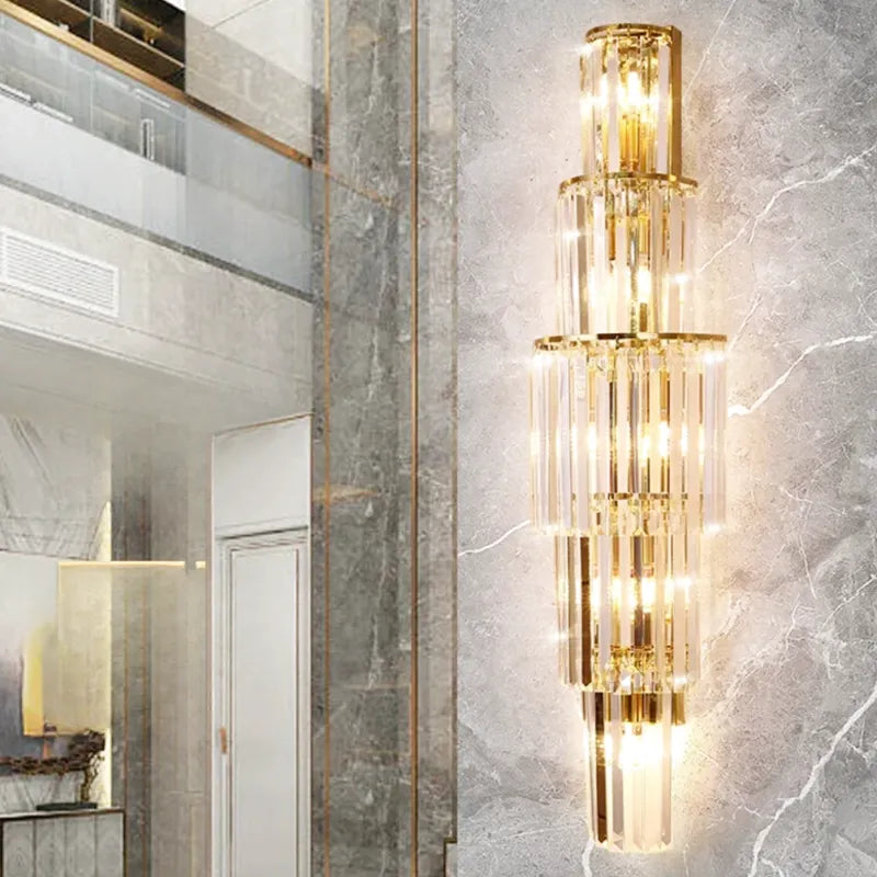 Applique murale en cristal de verre blanc chaud, design moderne pour salon ou hôtel de luxe, 80 cm, marque Luminaire Essenza