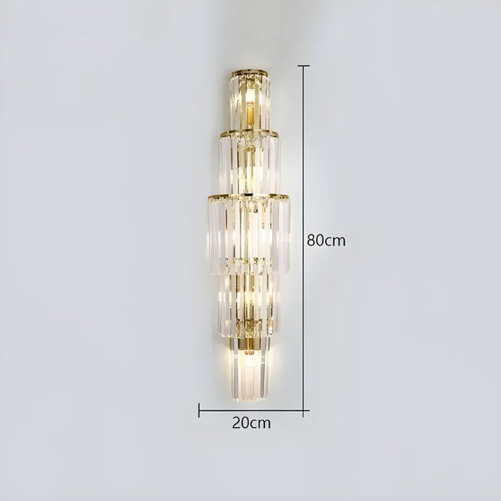 Applique murale en cristal de verre blanc chaud, design moderne pour salon ou hôtel de luxe, 80 cm, par Luminaire Essenza.