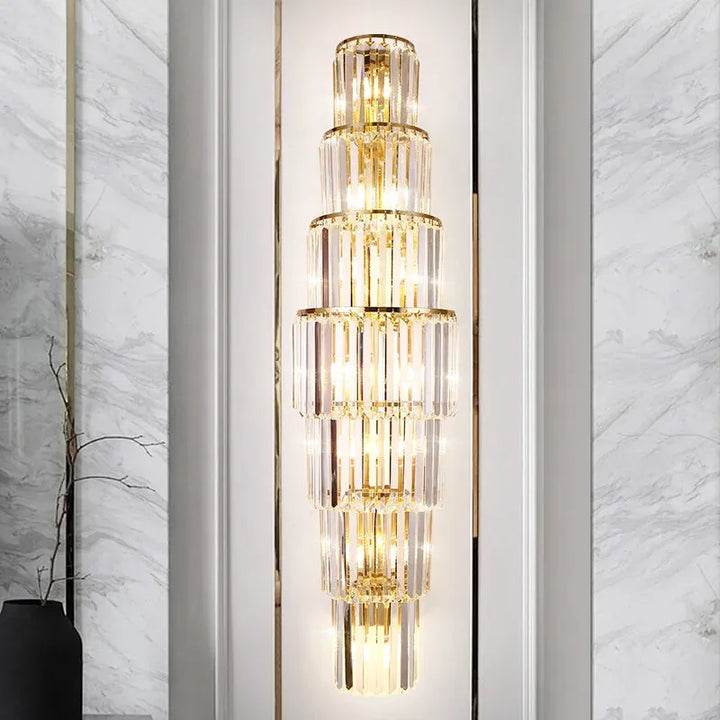 Applique murale en verre cristal blanc chaud, design moderne pour salon ou hôtel de luxe, 80 cm, marque Luminaire Essenza