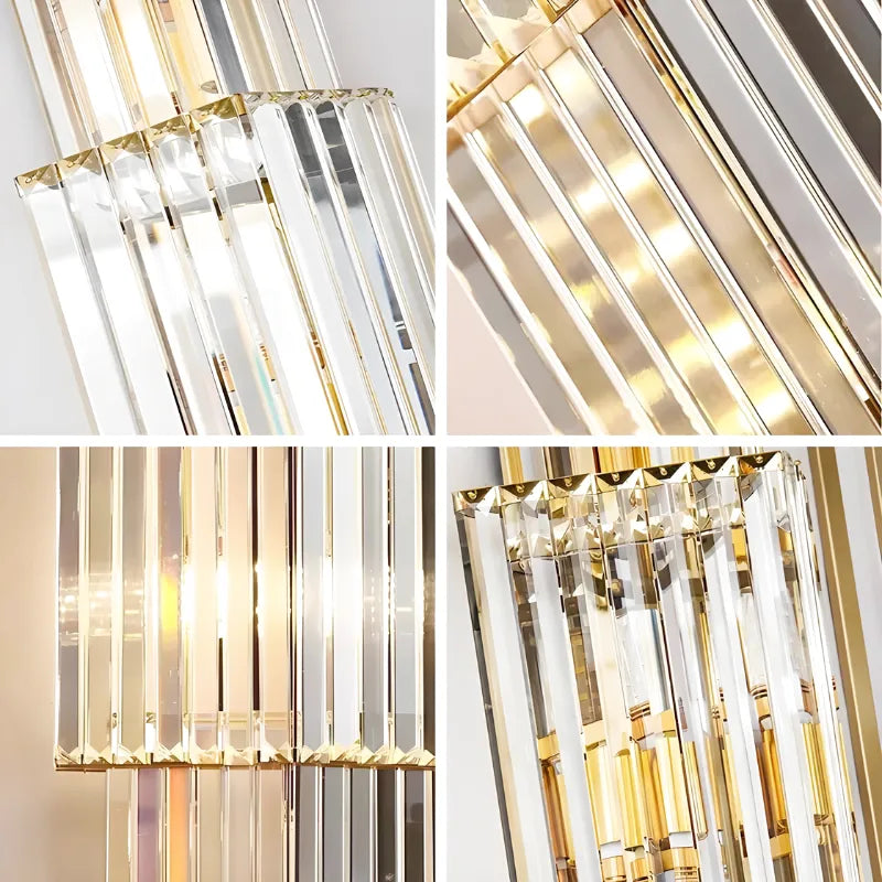 Applique murale en cristal de verre blanc chaud, design moderne pour salon ou hôtel de luxe, 80 cm, par Luminaire Essenza