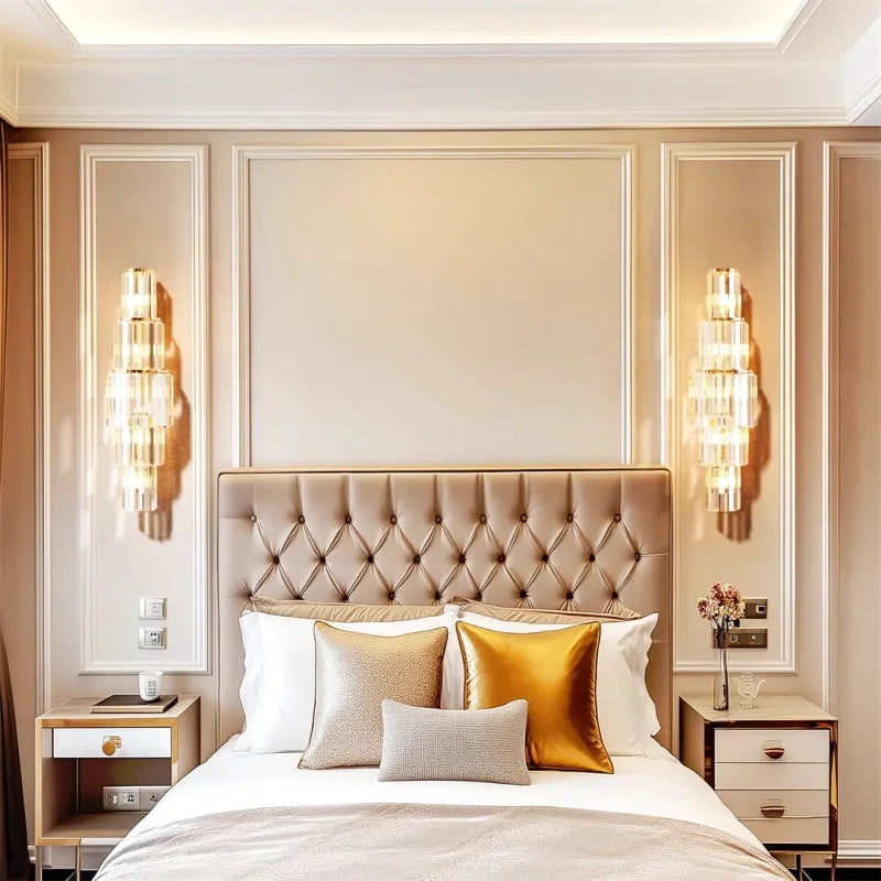 Applique murale en cristal nordique Luminaire Essenza, éclairage décoratif luxe doré à 5 niveaux, ambiance élégante et chaleureuse