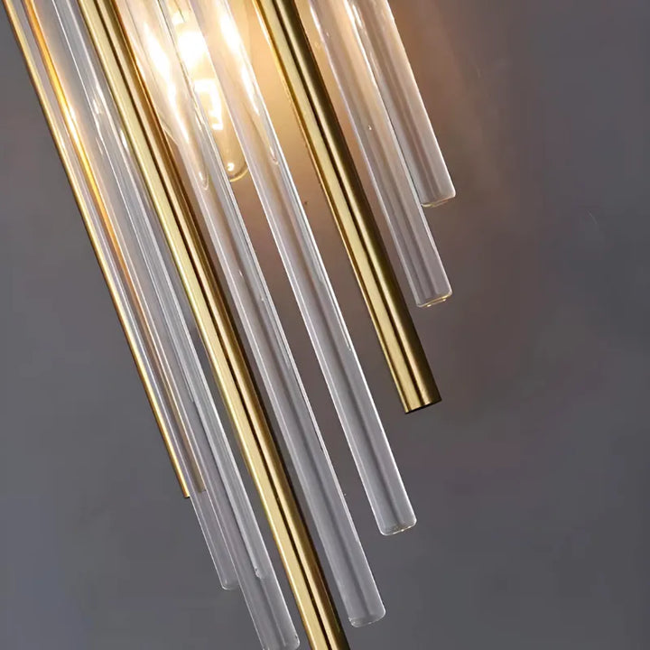Applique murale en cristal pour salon Luminaire Essenza, modèle doré avec tige métallique blanche, lumière froide 5500-7000K.