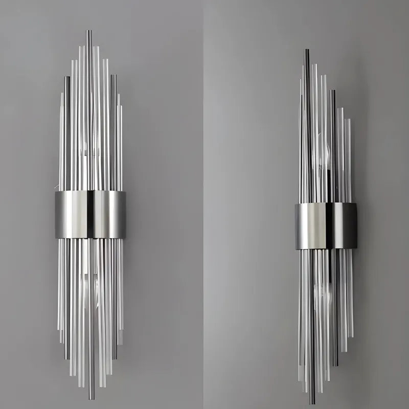 Applique murale en cristal Luminaire Essenza pour salon, finition or avec tige métallique blanche et lumière froide 5500-7000K