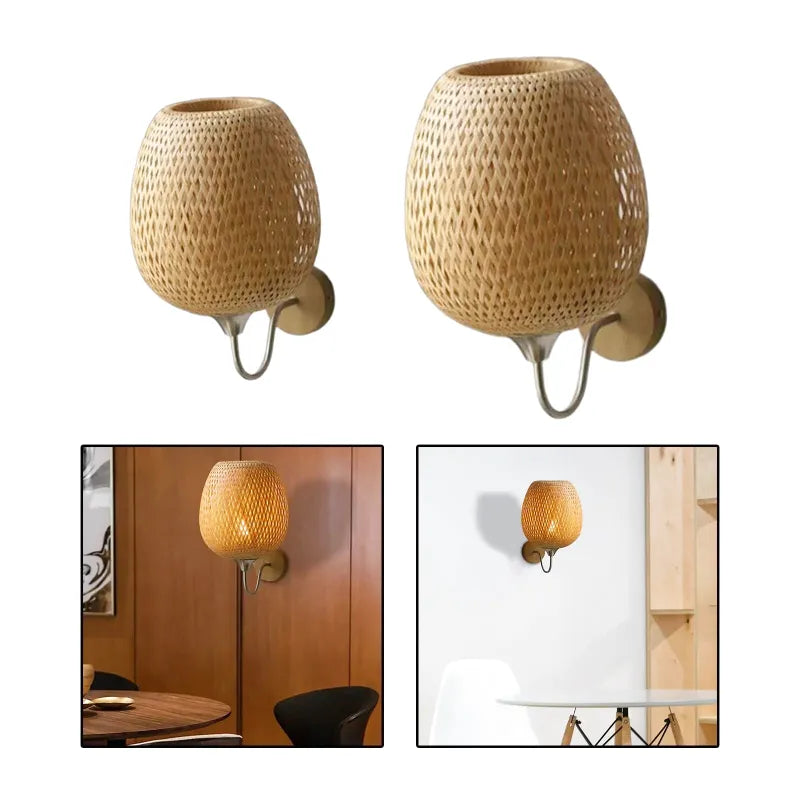Applique murale en bambou Luminaire Essenza avec design aux formes arrondies, dimensions 36 cm x 29,5 cm, éclairage moderne