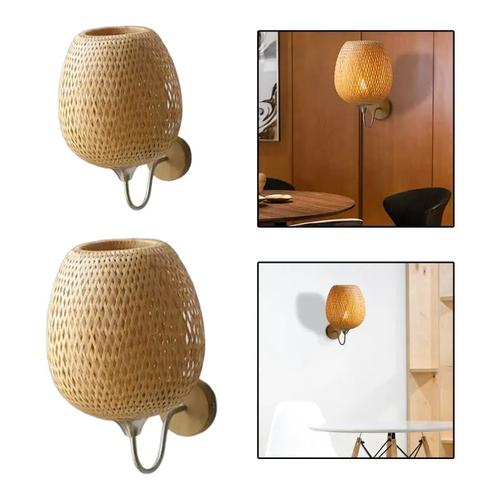 Applique murale en bambou de Luminaire Essenza avec formes arrondies, dimensions 36x29,5 cm, design moderne et naturel.