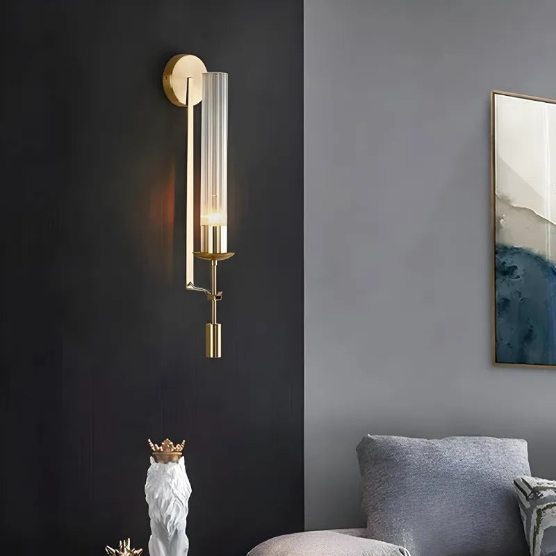Applique murale en verre canne dorée de Luminaire Essenza, design élégant pour décoration intérieure haut de gamme.