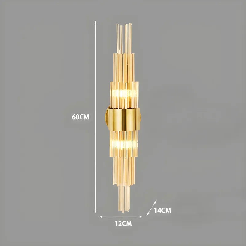 Applique murale en verre pour salon moderne, design luxe avec éclairage chaud, naturel ou froid, de 60 cm, par Luminaire Essenza.