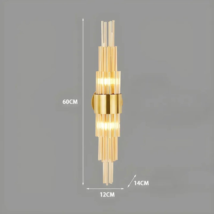 Applique murale en verre pour salon moderne, design luxe avec éclairage chaud, naturel ou froid, de 60 cm, par Luminaire Essenza.
