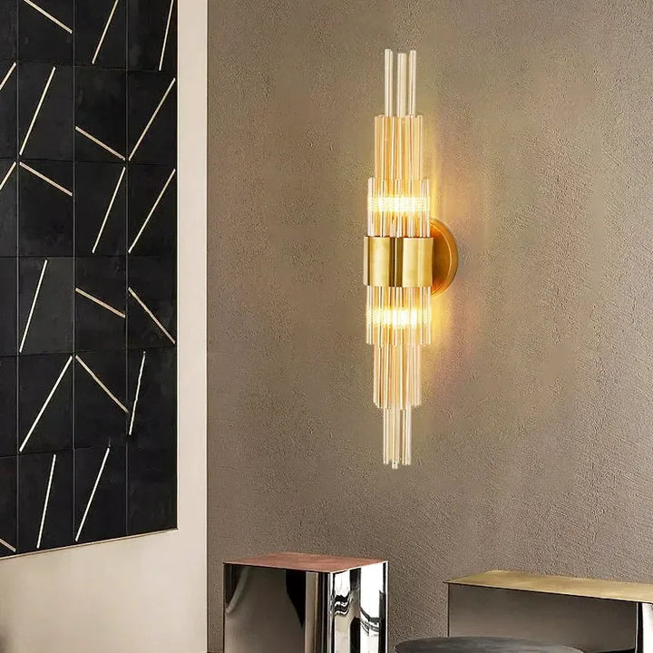 Applique murale en verre pour salon moderne, design luxe, 60 cm, trois couleurs chaudes, naturelles et froides, par Luminaire Essenza