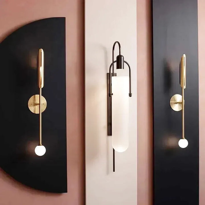 Applique murale LED noir design nordique moderne Luminaire Essenza, 85 cm, lumière blanc chaud, 220V.