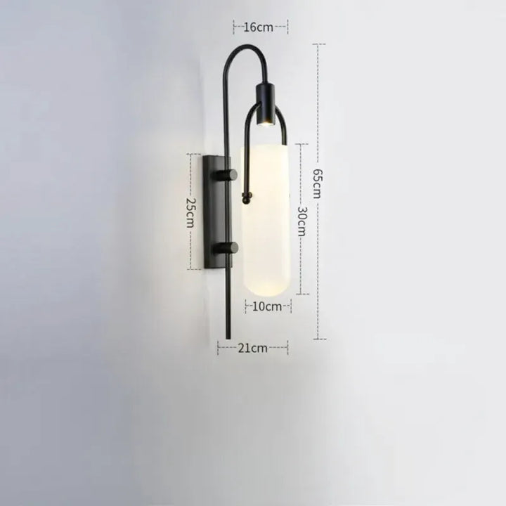 Applique murale LED Luminaire Essenza au design nordique moderne, noir, 85 cm, éclairage blanc chaud, 220V.