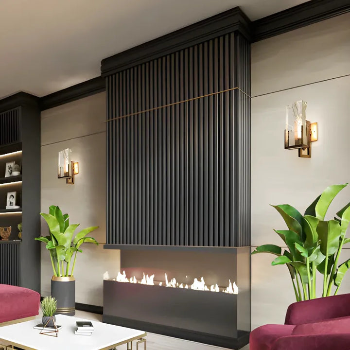 Applique murale LED en cristal blanc chaud 3000K, design de luxe pour salon moderne, marque Luminaire Essenza.